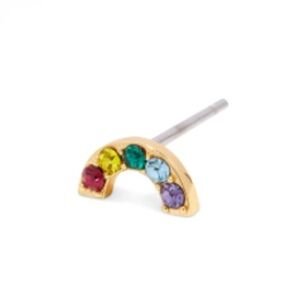 Gorjana New 18k Gold Plated‎ Brass Mix Crystal Rainbow Charm Single Stud Earring